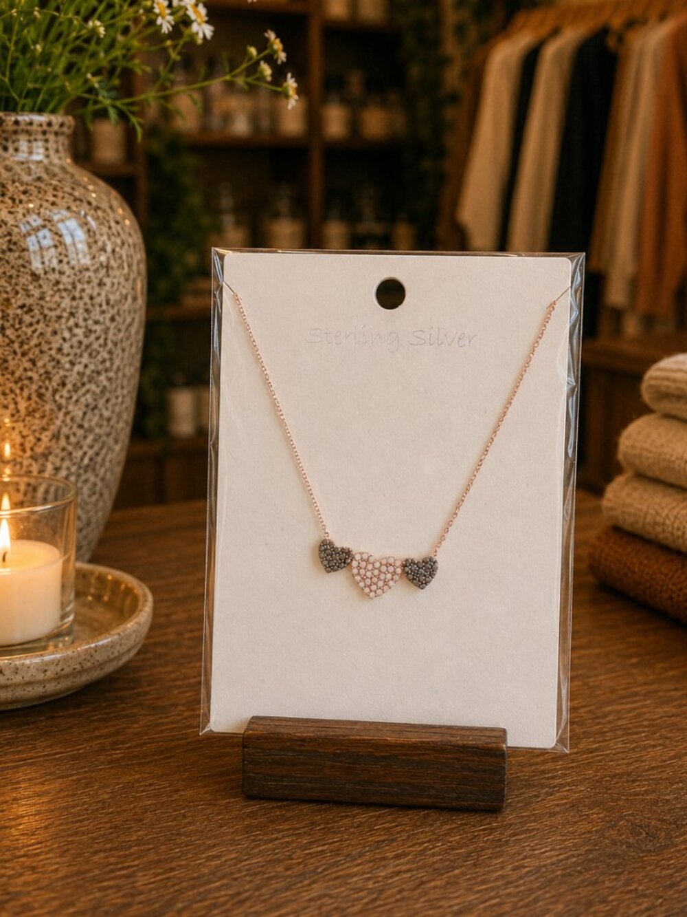 Lovely Three Heart Pendant Necklace